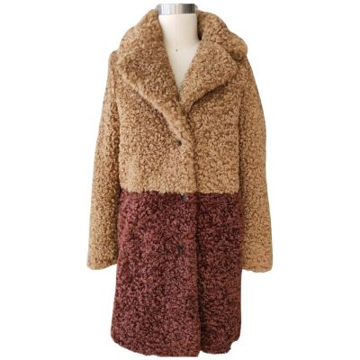 Camel Cognac Long Fur Coat Front