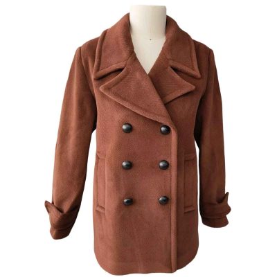 Cognac Short Wool Coat front