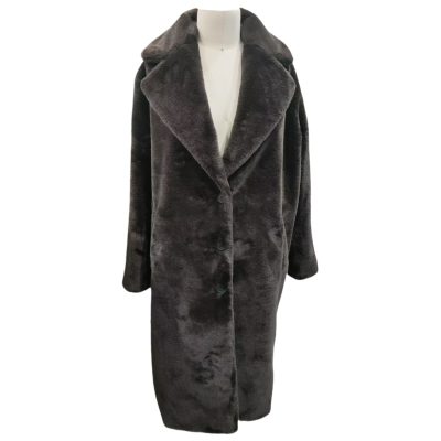 Dark Oak Long Fur Coat Front