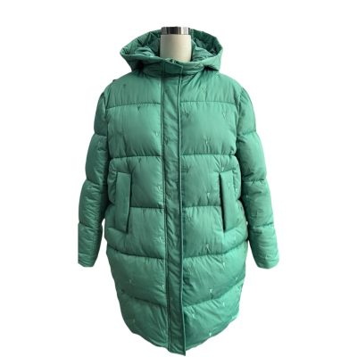 Green Long Down Jacket front
