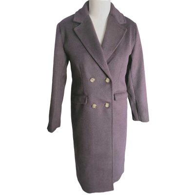 Perfect Plum Long Wool Coat front