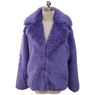 Purple Short Fur Coat Front