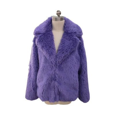 purple short fur coat