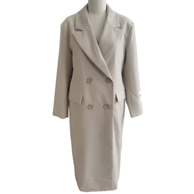 sand long wool coat front