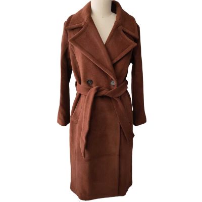 Wine Red Long Wool Coat front