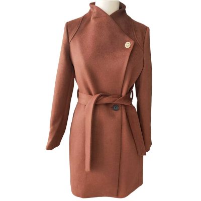Wine Red Short Wool Coat Front