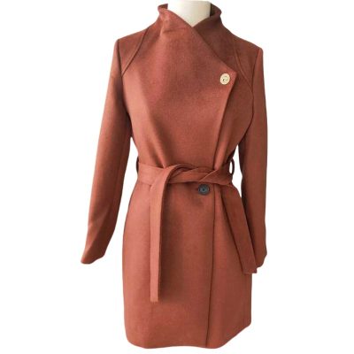 wine red short wool coat