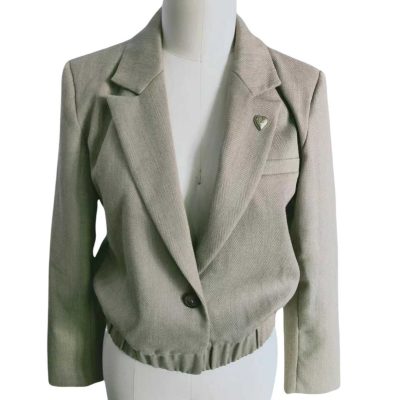 Beige Women's Suit Jacket Top Front