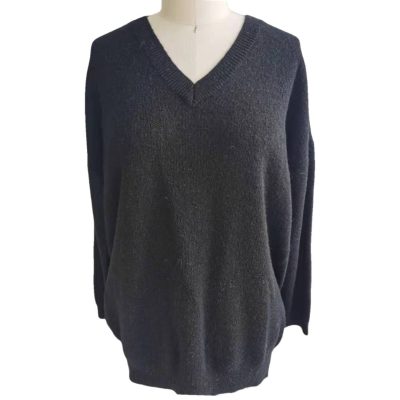 Black V-Neckline Long Sweater front