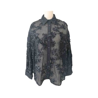 black applique openwork oversuit -1