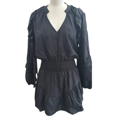 Black Bubble Sleeve Waist Dress FRONT