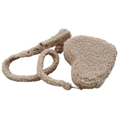 Camel Fleece Heart-shaped Shoulder Bag