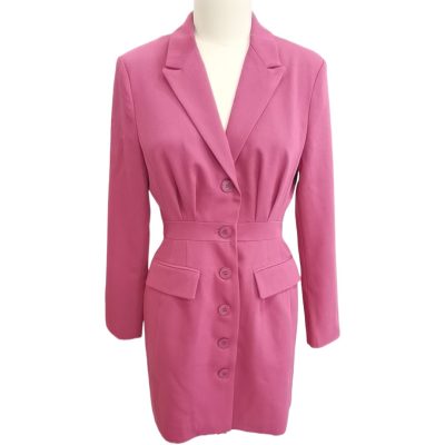 Peach Pink Women's Long Waist Suit Top Front