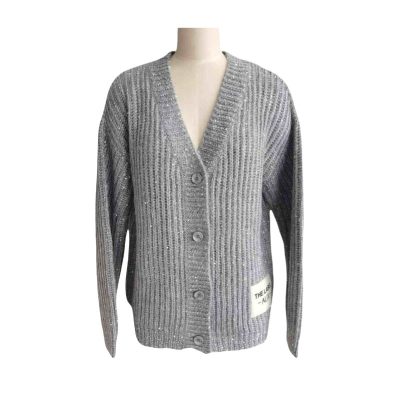silver gray women's cardigan