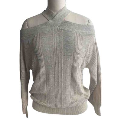 Silver gray Women's Cross Collar Sweater front
