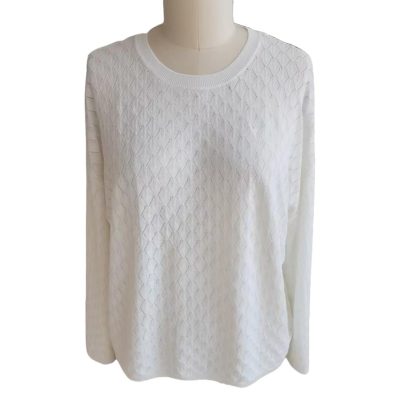 White Lattice Round Collar Sweater front